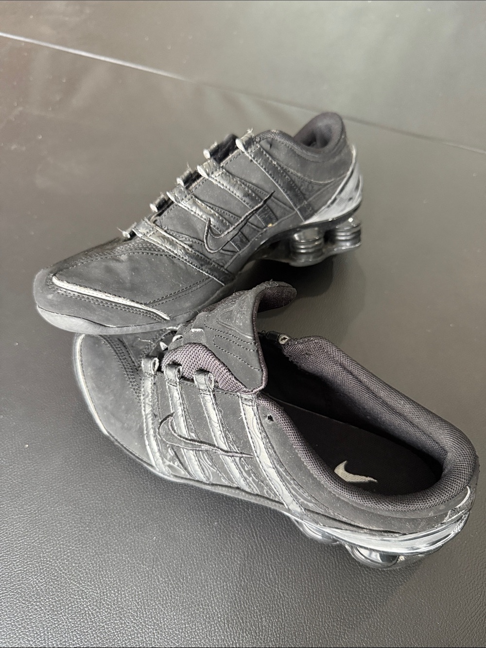 Size 7.5 Nike Black Performance Shox Sneakers. Note: no laces